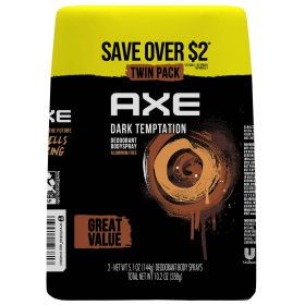 Axe Body Spray for Men Deodorant Dark Temptation, 5.1 oz Twin Pack