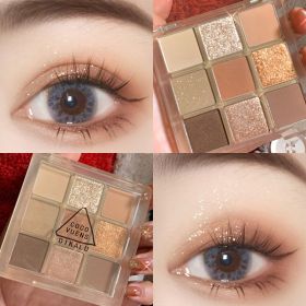 DIKALU Nine-color Eye Shadow City Cold And Warm Plate Shimmer Matte Acrylic Transparent Nine-grid Eye Shadow (Option: Transparent 9 Colors 03)