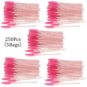 Disposable Eyelash Brush With Crystal Rod (Option: Pink-250PCS)