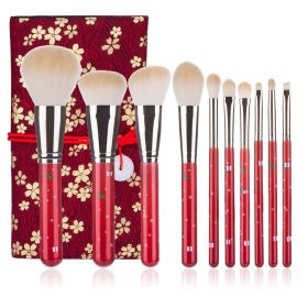 Christmas Portable Makeup Brush With Red Handle (Option: F)