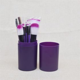 12 Pieces Of Cosmetic Brush Set, Cartridge Set, Cosmetic Tools (Color: Purple)