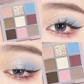 DIKALU Nine-color Eye Shadow City Cold And Warm Plate Shimmer Matte Acrylic Transparent Nine-grid Eye Shadow (Option: Transparent 9 Colors 11)