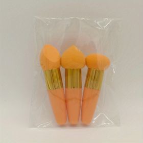 3Pcs Foundation Sponge Powder Puff Mushroom Head Cosmetic Blending Sponge Makeup Puff Facial Sponge BB Cream Foundation Makeup Tool (Color: Orange)