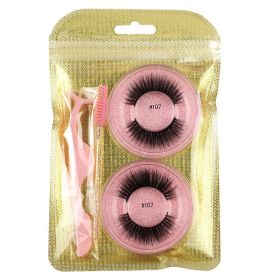 False Eyelashes Mink Hair Natural Bushy Round Set Beauty Tools (Option: Pink-107round)